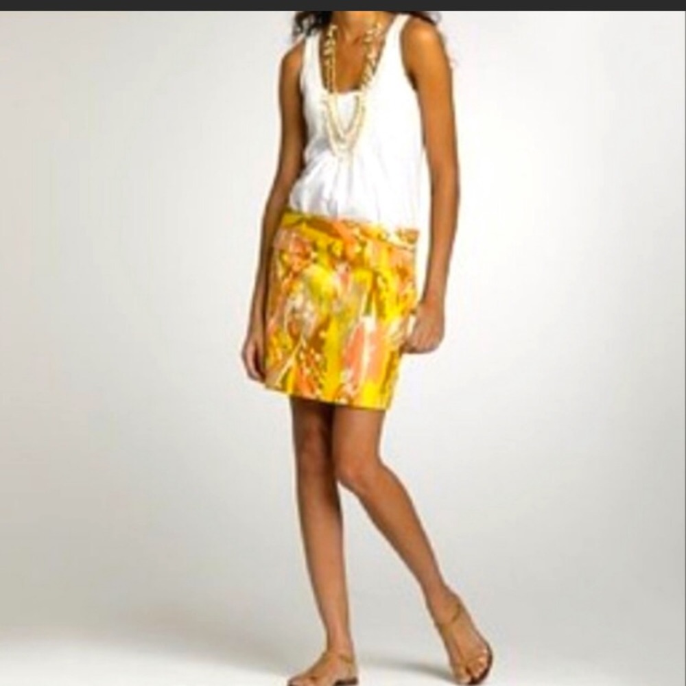 J Crew yellow pattern skirt